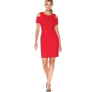 MOVING 5/17! NWT Tommy Hilfiger Cold Shoulder Red Cocktail Sheath Dress Size 8